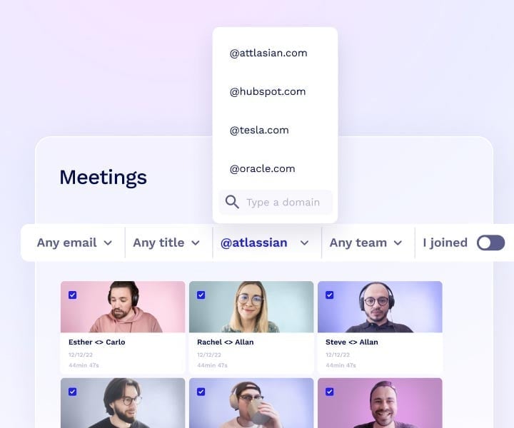 tl;dv meeting library with folders and filters.