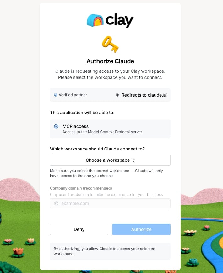 Clay MCP authorization