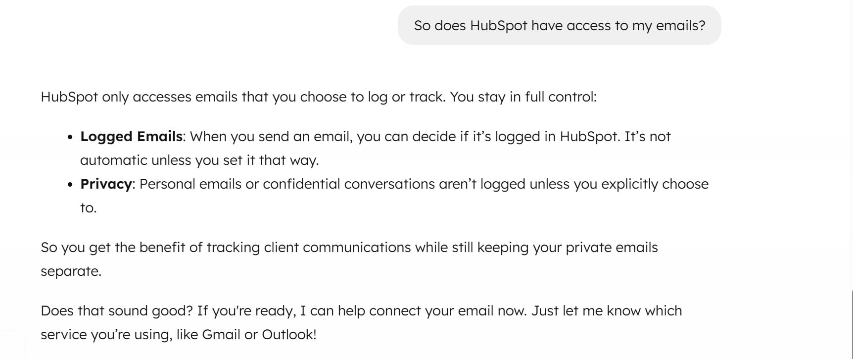 HubSpot onboardingt: ¿su integración con gmail le da acceso a mis correos electrónicos?