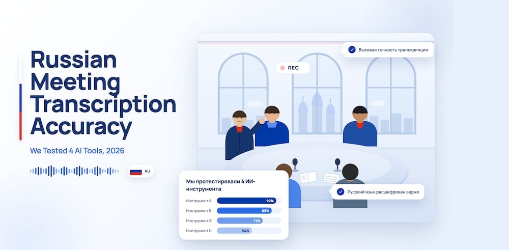 Precisión en la transcripción de reuniones en ruso: hemos probado 4 herramientas de IA (2026)