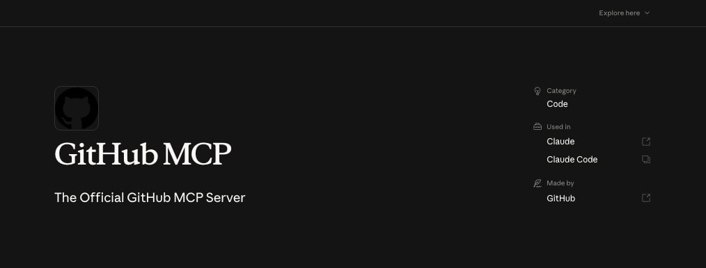 Коннектор GitHub MCP в каталоге коннекторов Claude