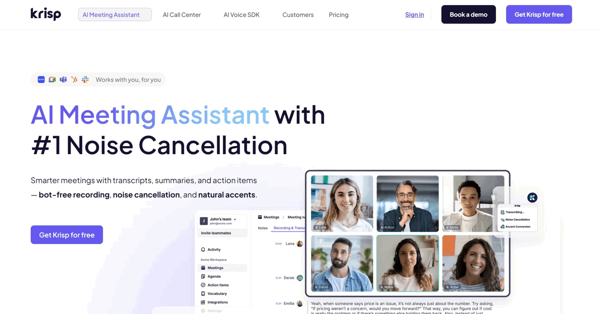 Krisp AI Homepage ab Oktober 2025