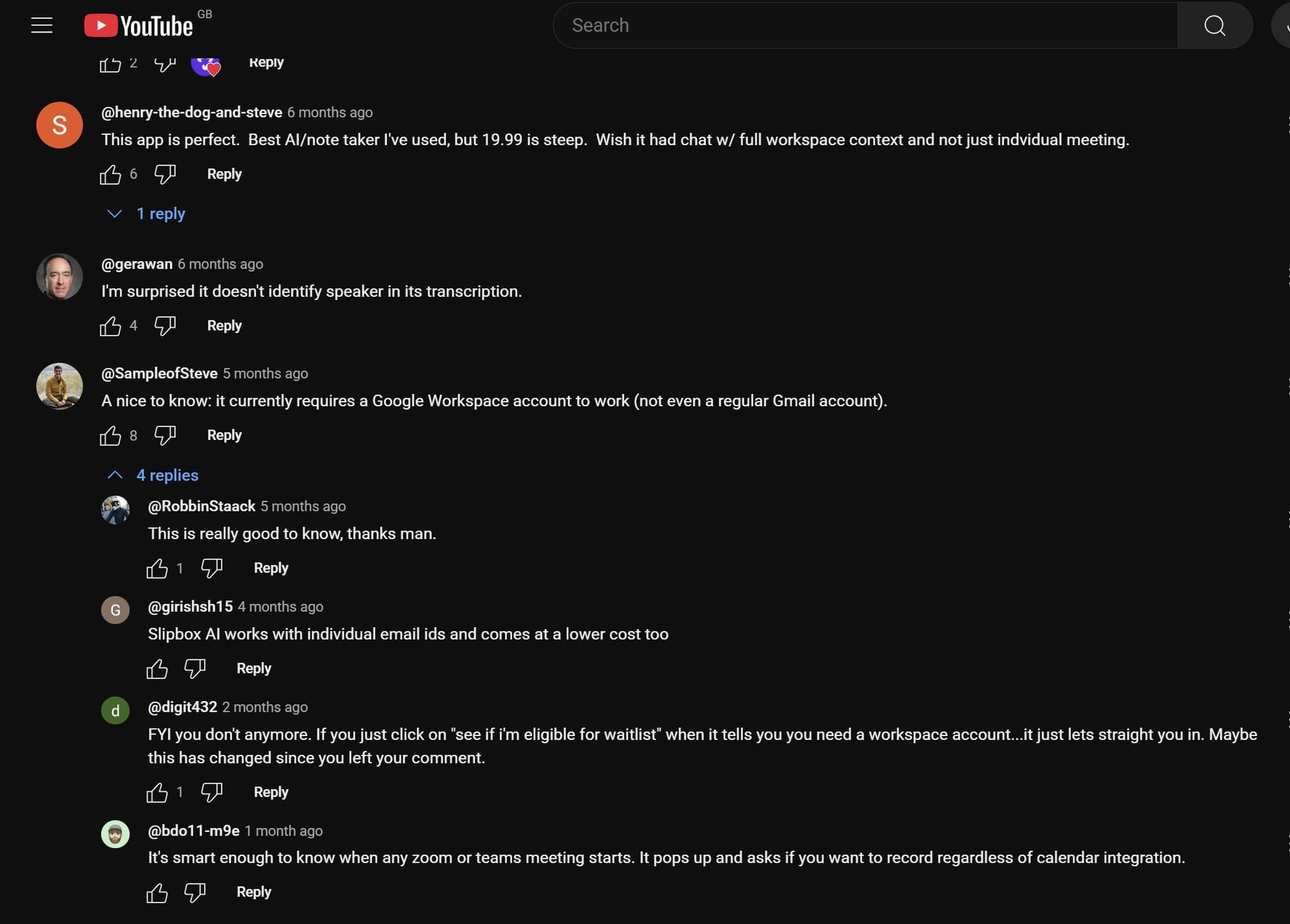 Комментарии на YouTube к Granola.