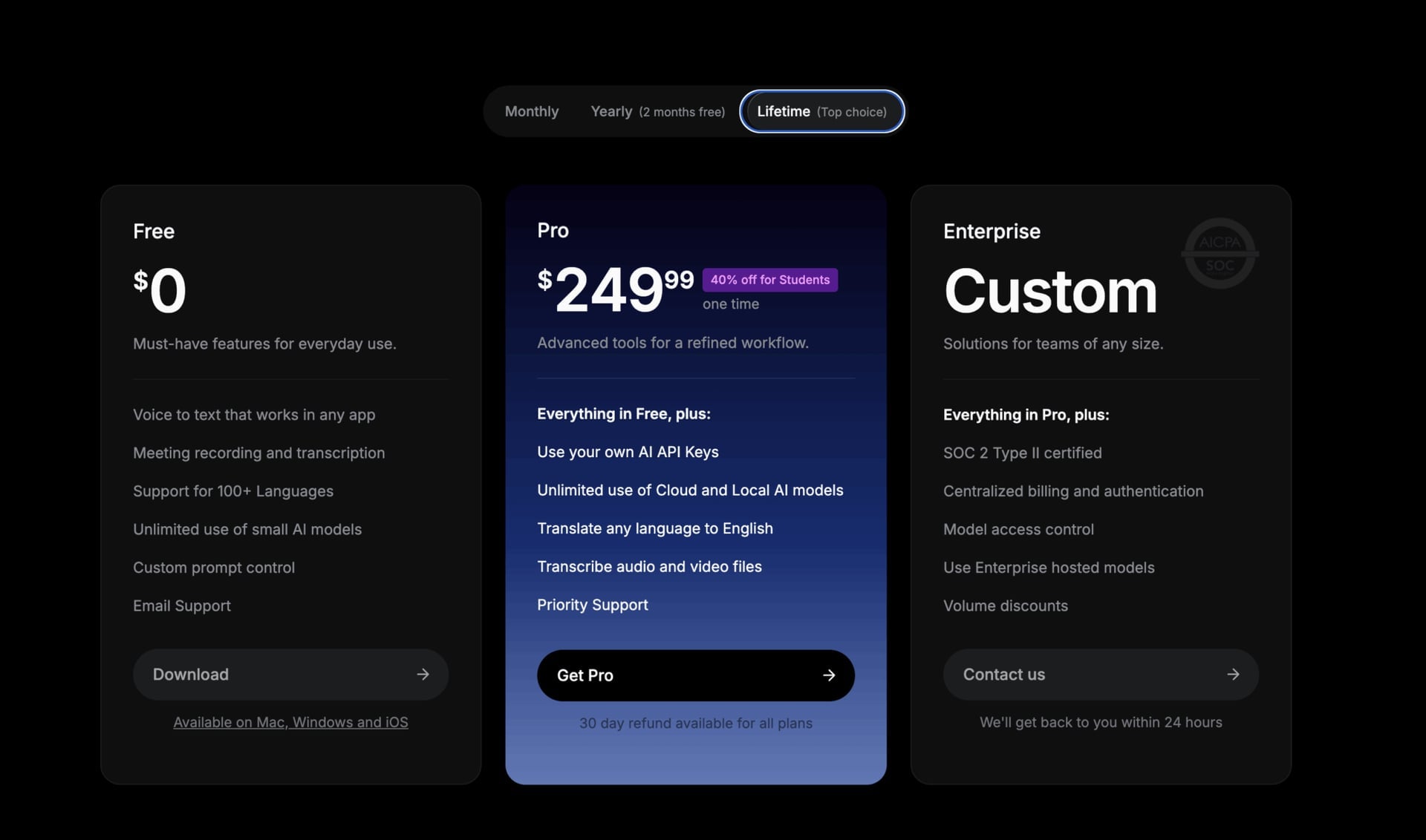 SuperWhisper Pricing One Off Payment