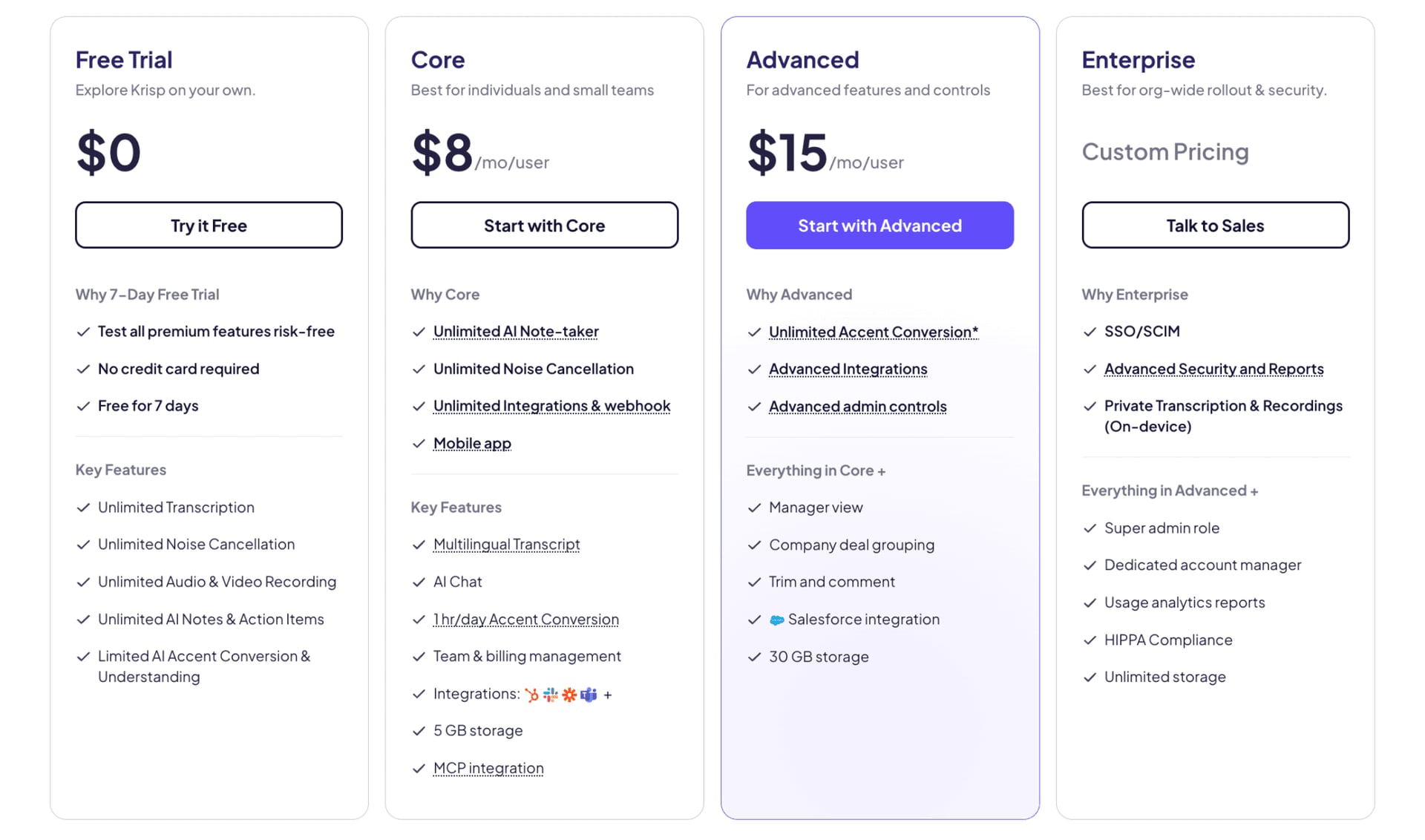 krisp ai 2026 pricing plans