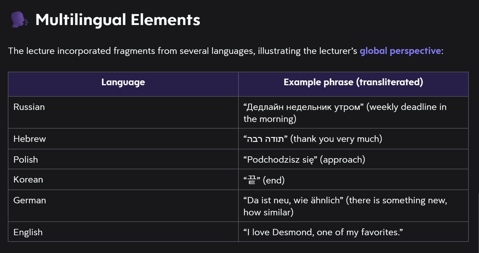Turbo AI transcription error showing incorrect speaker identification, labeling a student as a lecturer in notes.