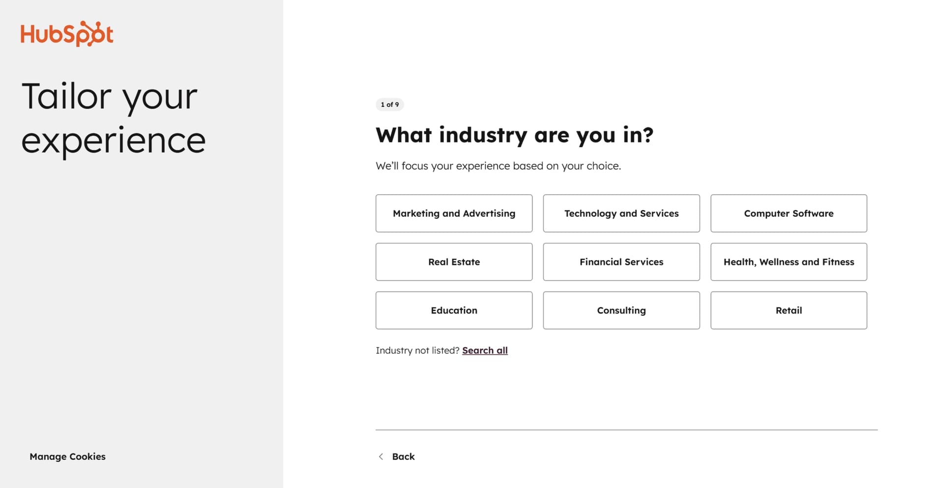 Hubspot's onboarding started nice and easy