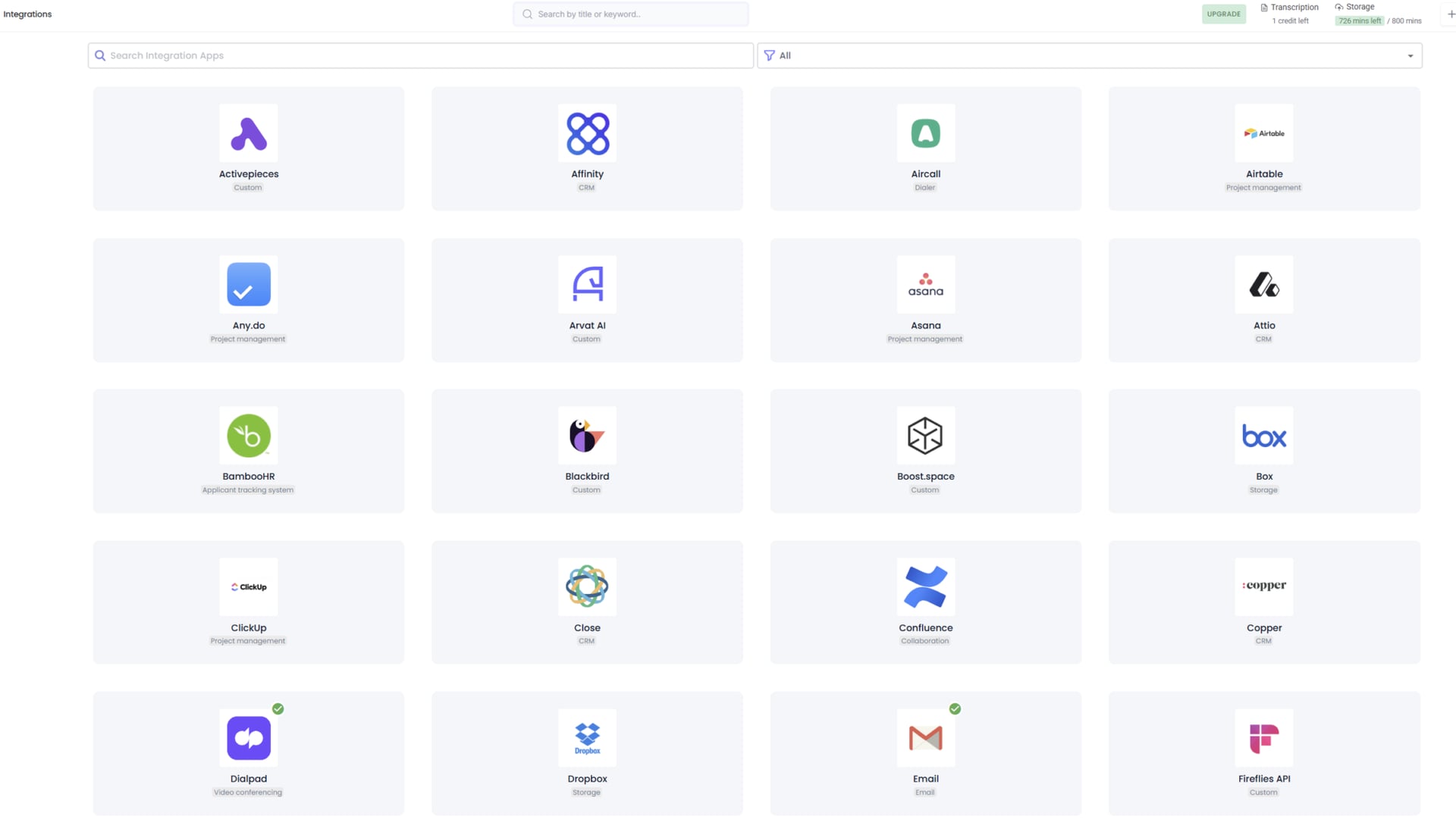 Fireflies' integrations
