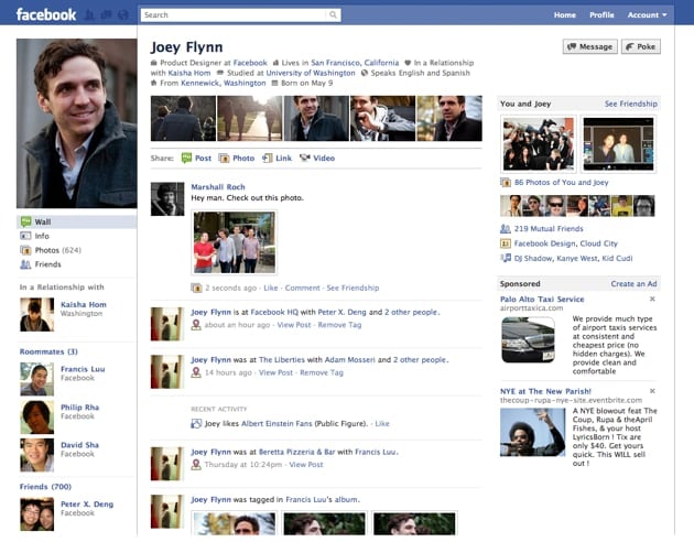Более свежий вид Facebook