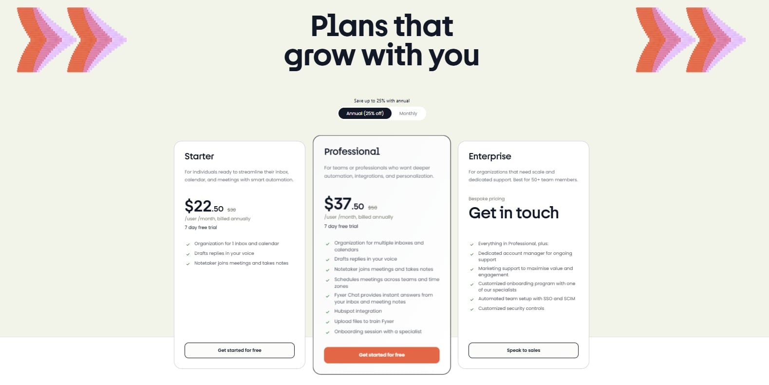 Fyxer AI's pricing as of January 2026.