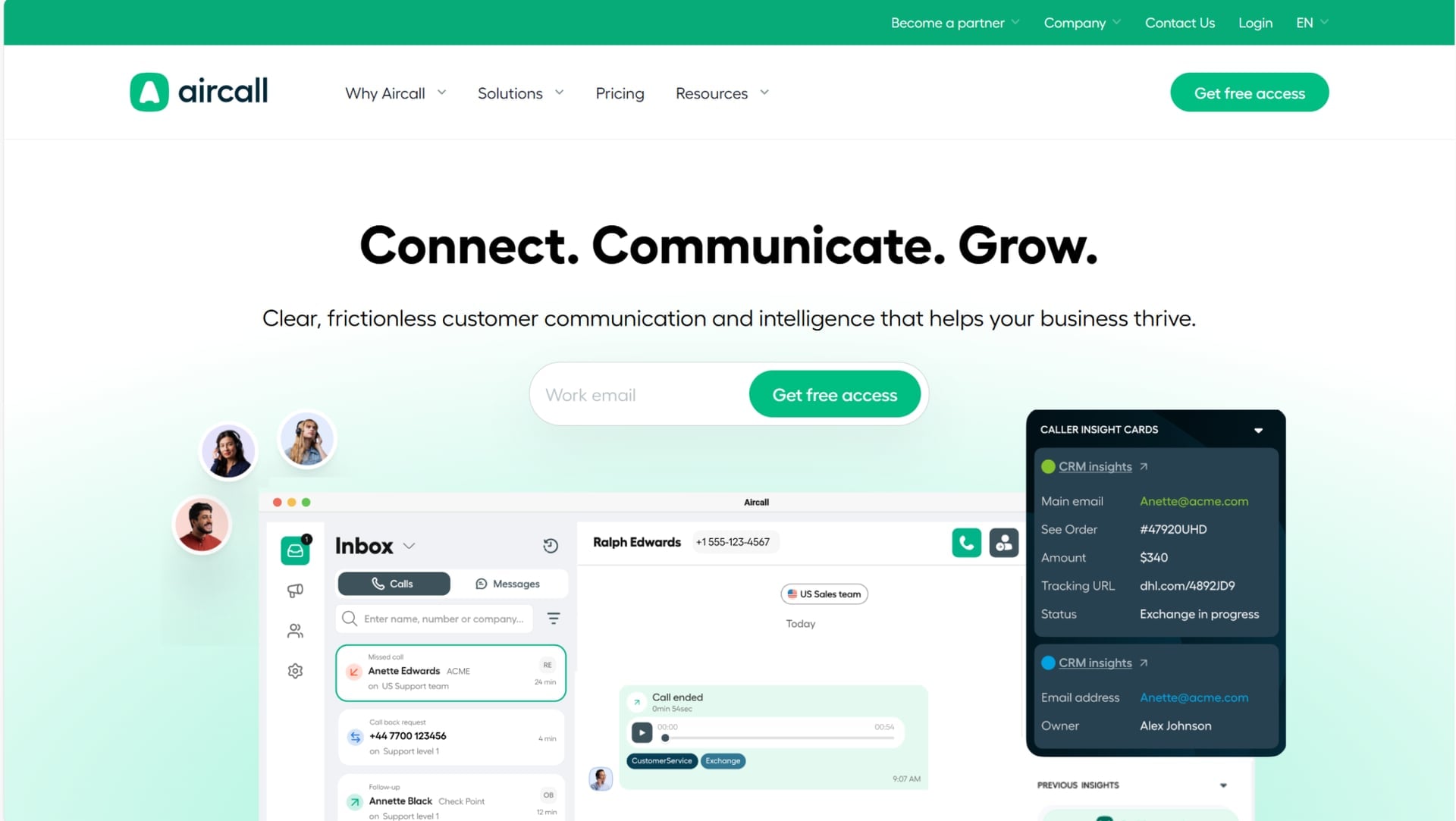 Homepage von Aircall