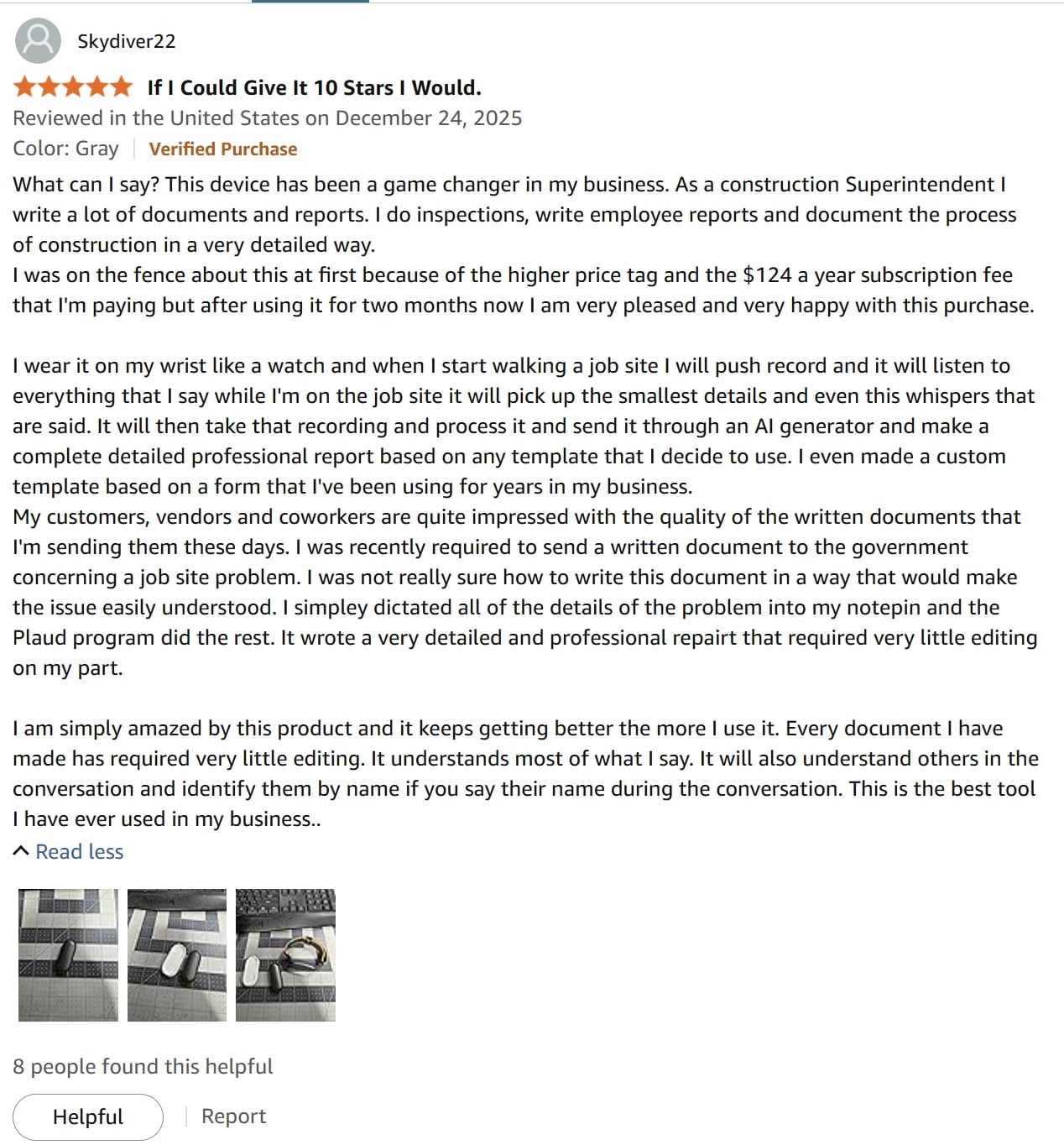 Eine Rezension auf Amazon, die dem Produkt zehn Sterne geben würde, wenn sie könnte.