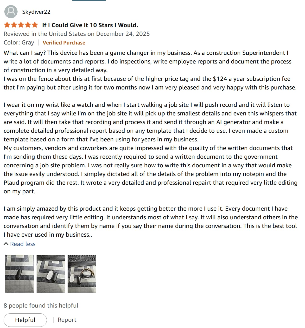 A Plaud review on Amazon that would give it ten stars if he could