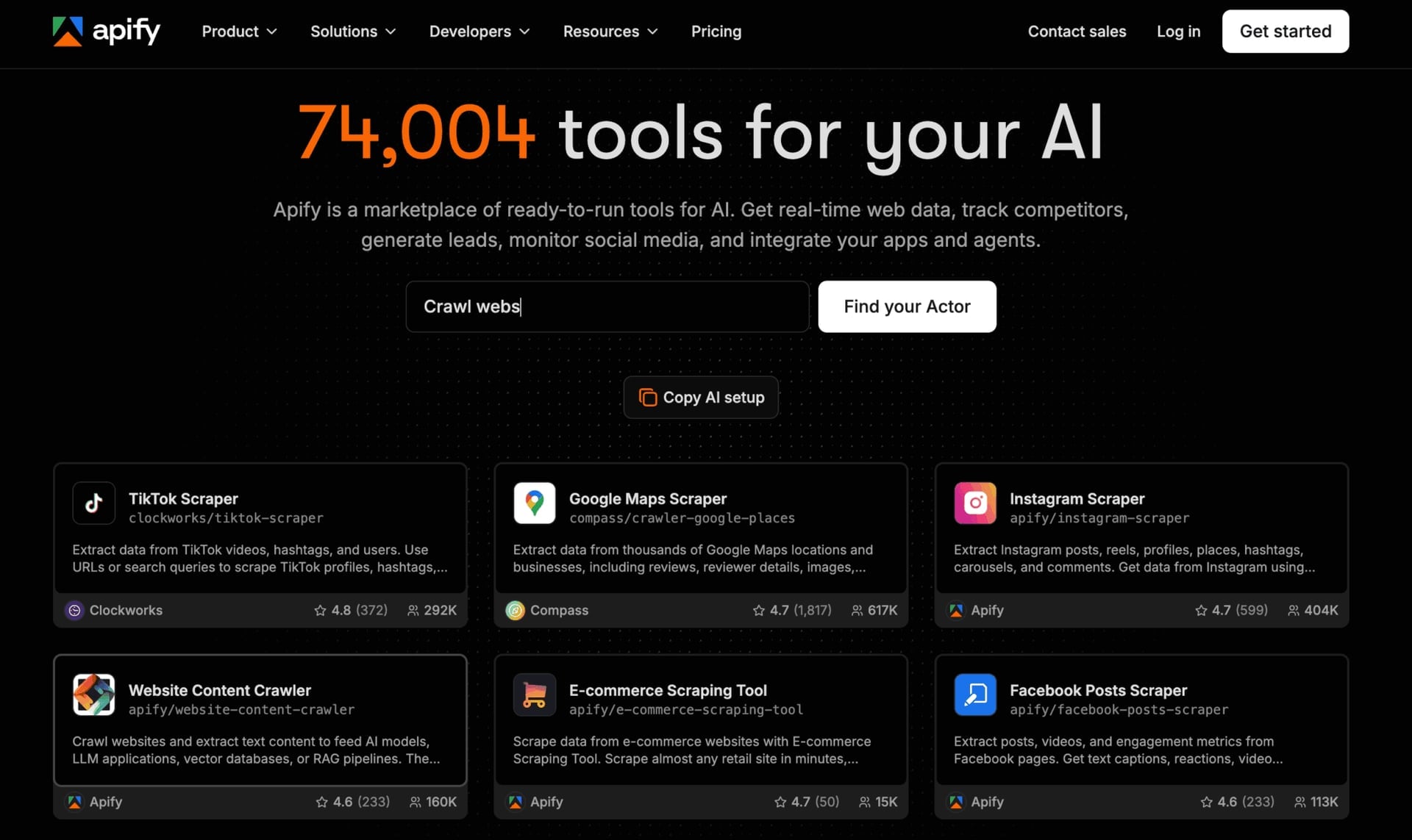 Apify web scraping and data extraction