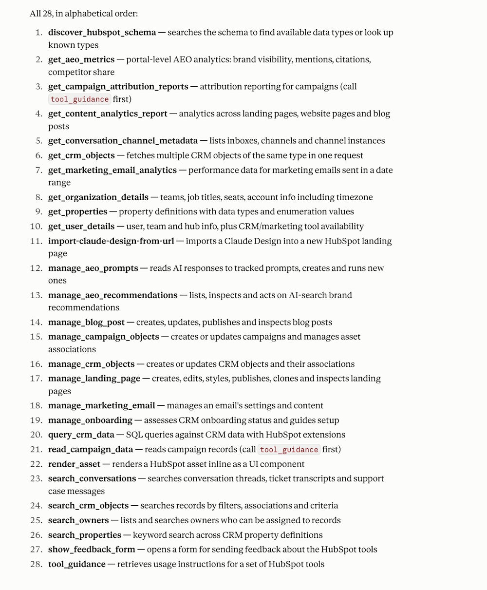 HubSpot 28 tools