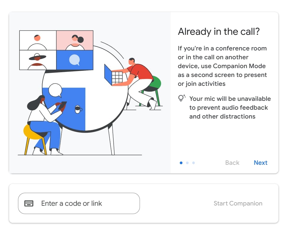 Приєднатися до Google Meet режимі супроводу
