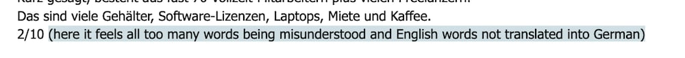 "just german words being mistunderstood as English"