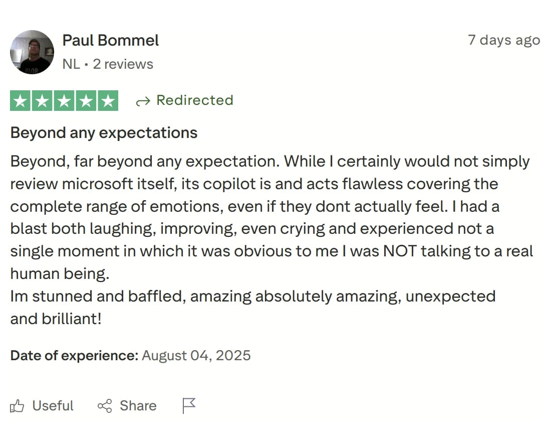 TrustPilot's positive review sounds a little too positive for my fake radar.