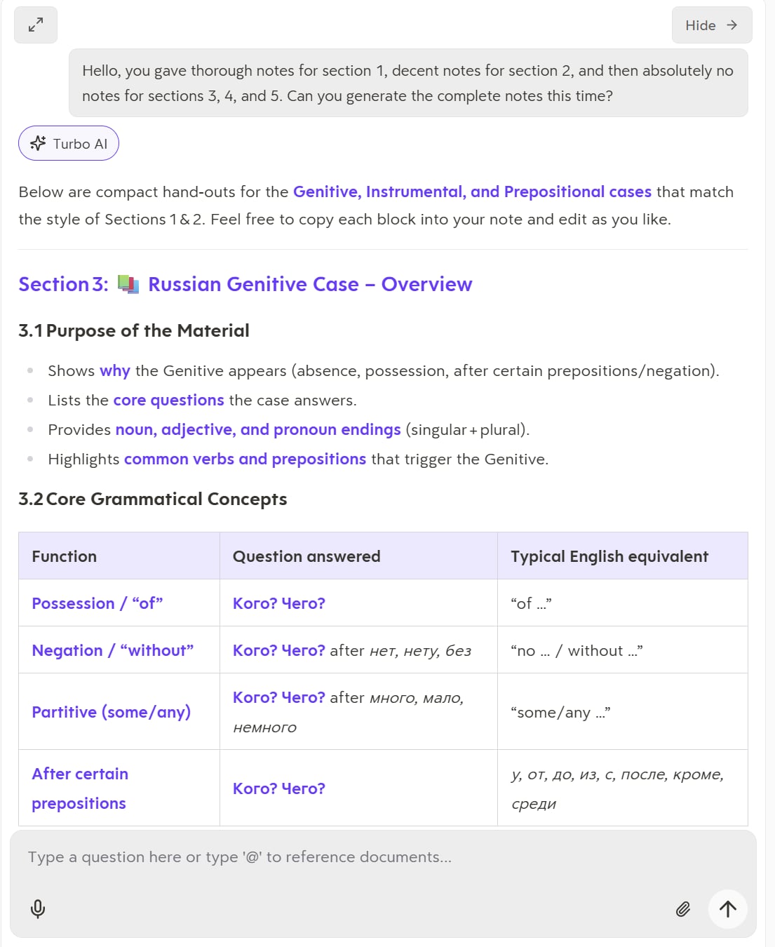 Turbo AI can help fill out the gaps if you ask it to.