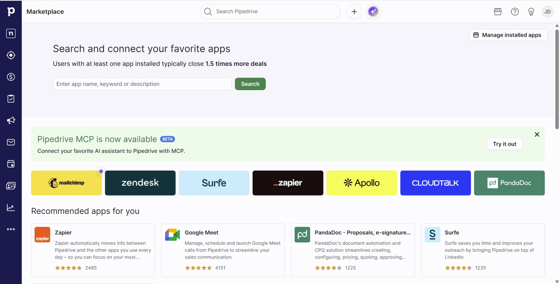 Pipedrive Marketplace screenshot