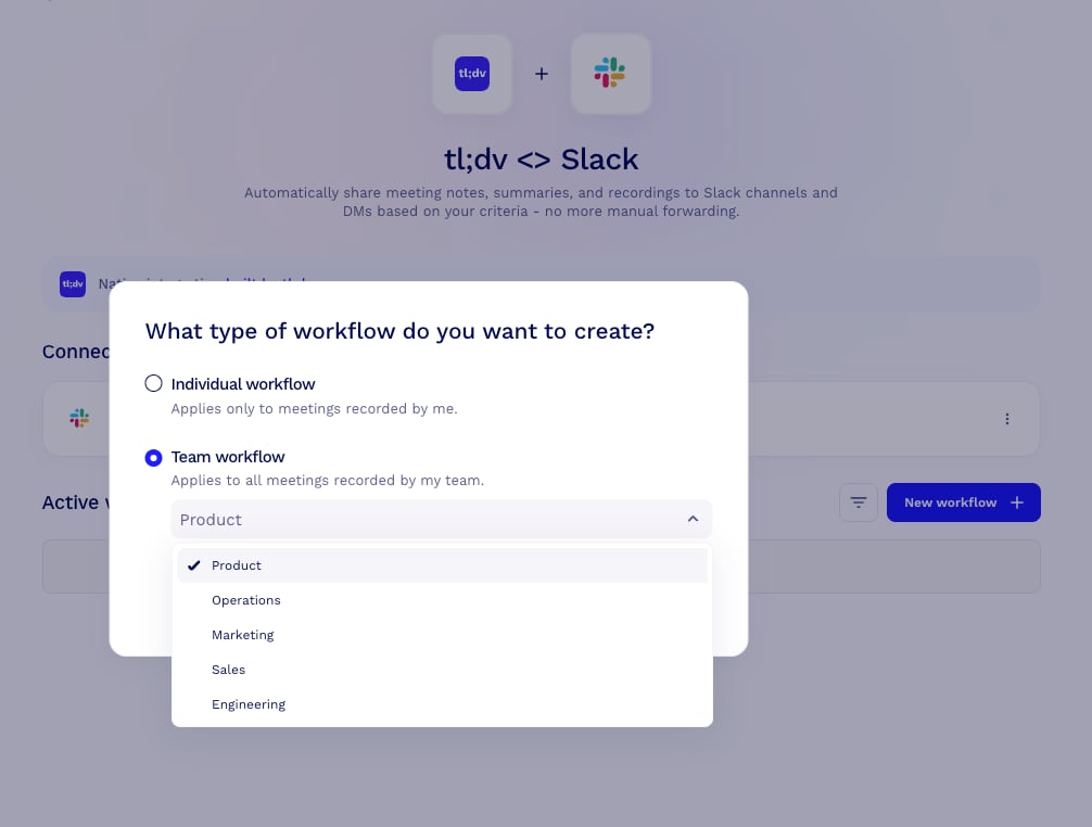 Choosing what tl;dv sends to Slack