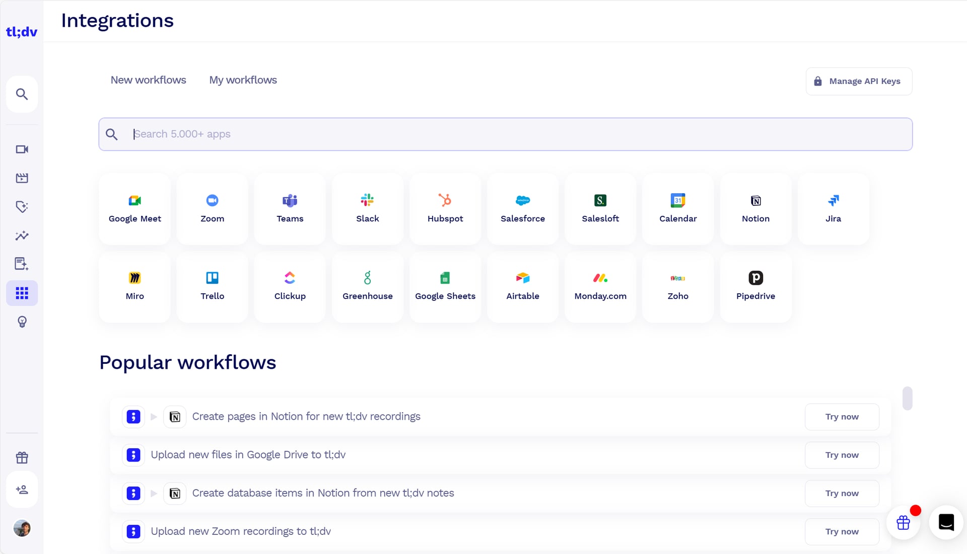 tl;dv integrations