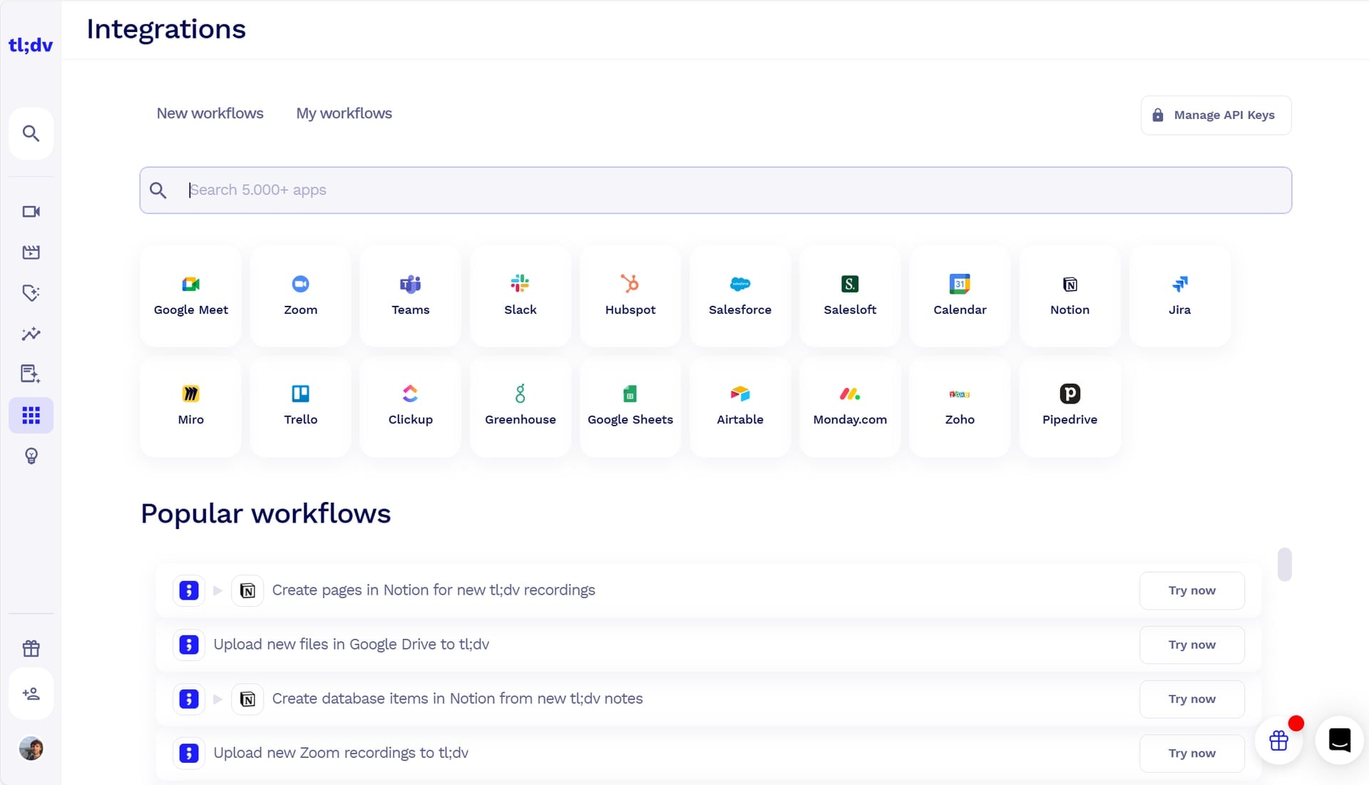 tl;dv integrations