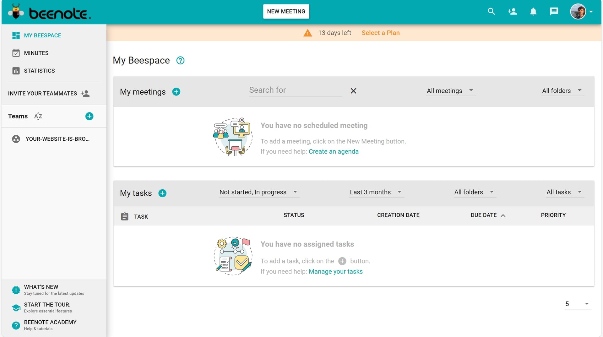 Beenote dashboard