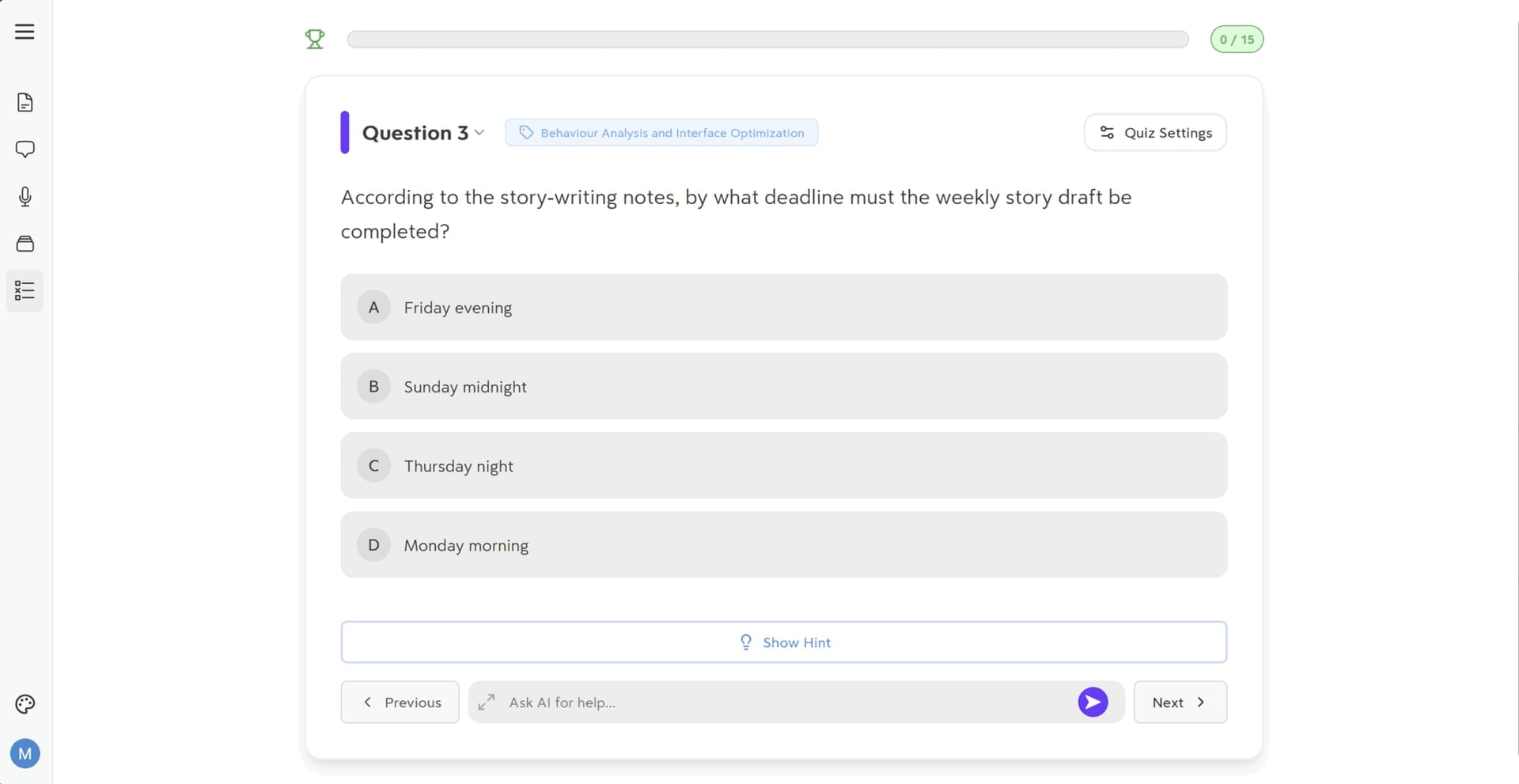 Turbo AI's quiz is useless unless the transcript is accurate and the AI is context-aware. Turbo AI quiz generation settings for creating customized tests from uploaded study materials, offering multiple choice or true/false.