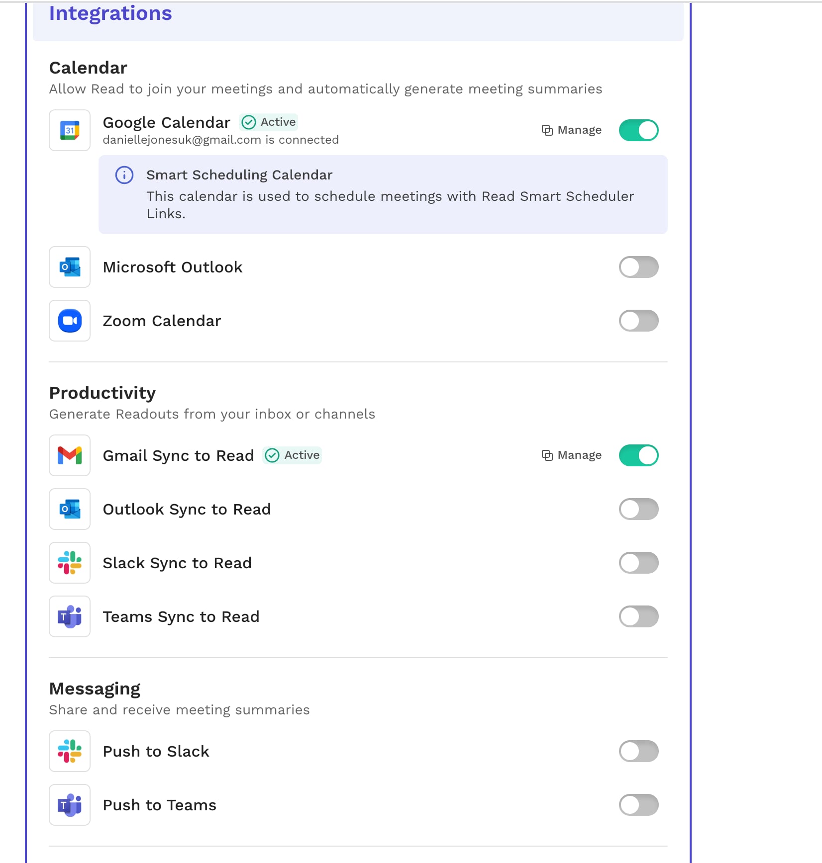 Read.ai integrations