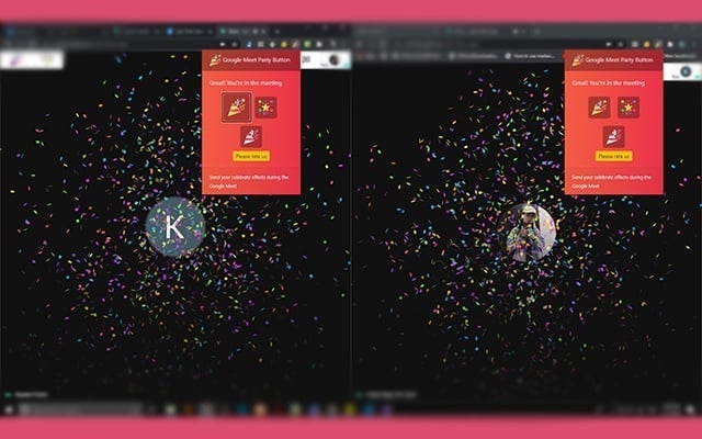 Google Meet Efeitos visuais com Party Button