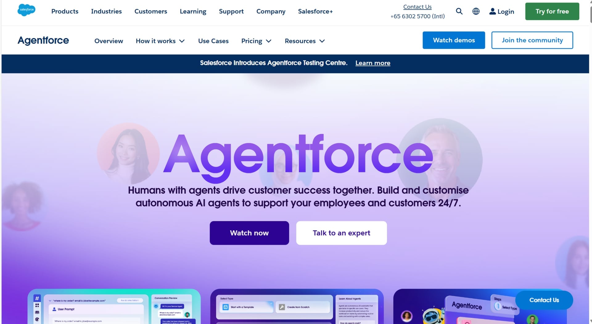 Salesforce Página de inicio de Agentforce.