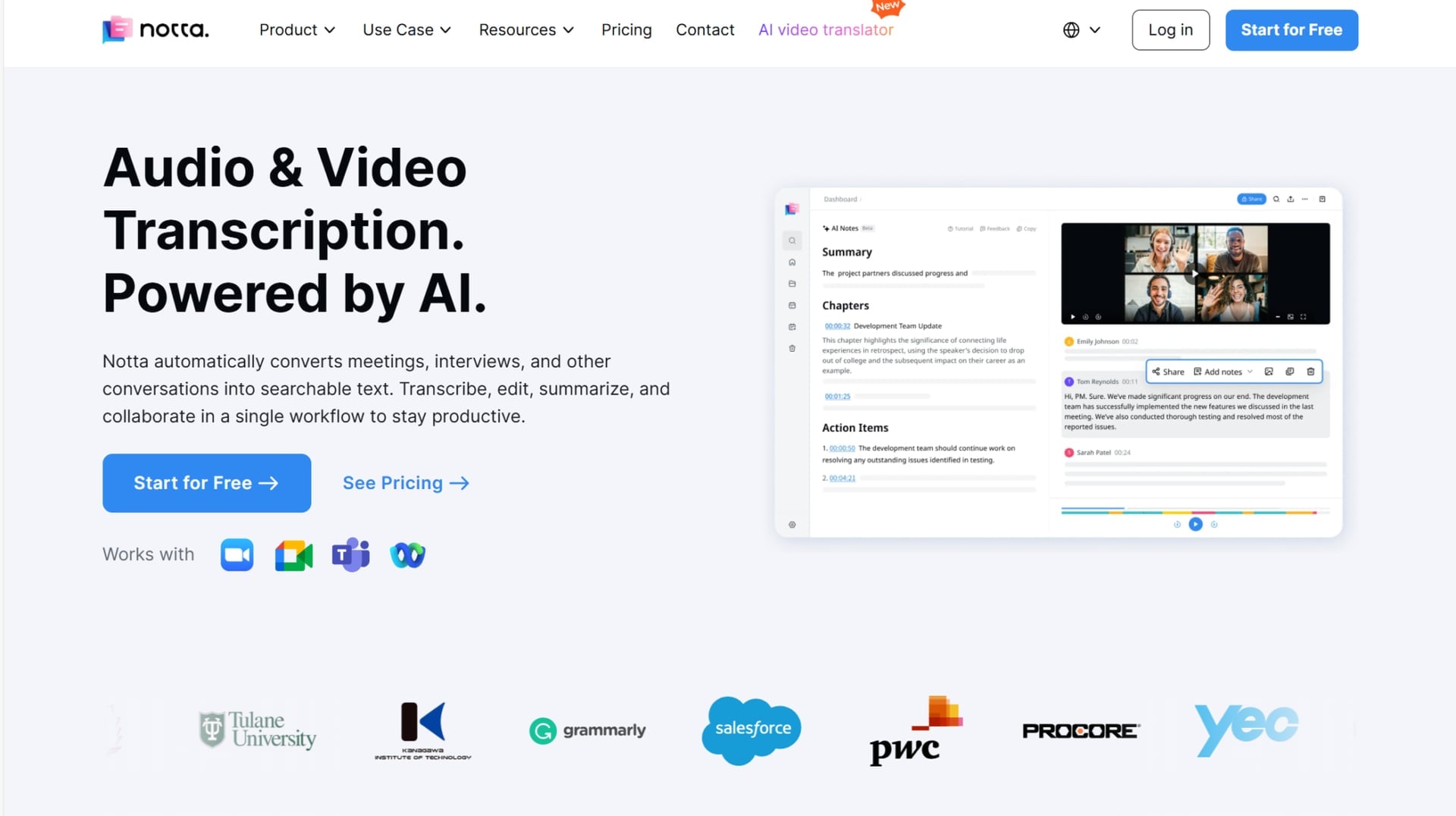Notta Homepage