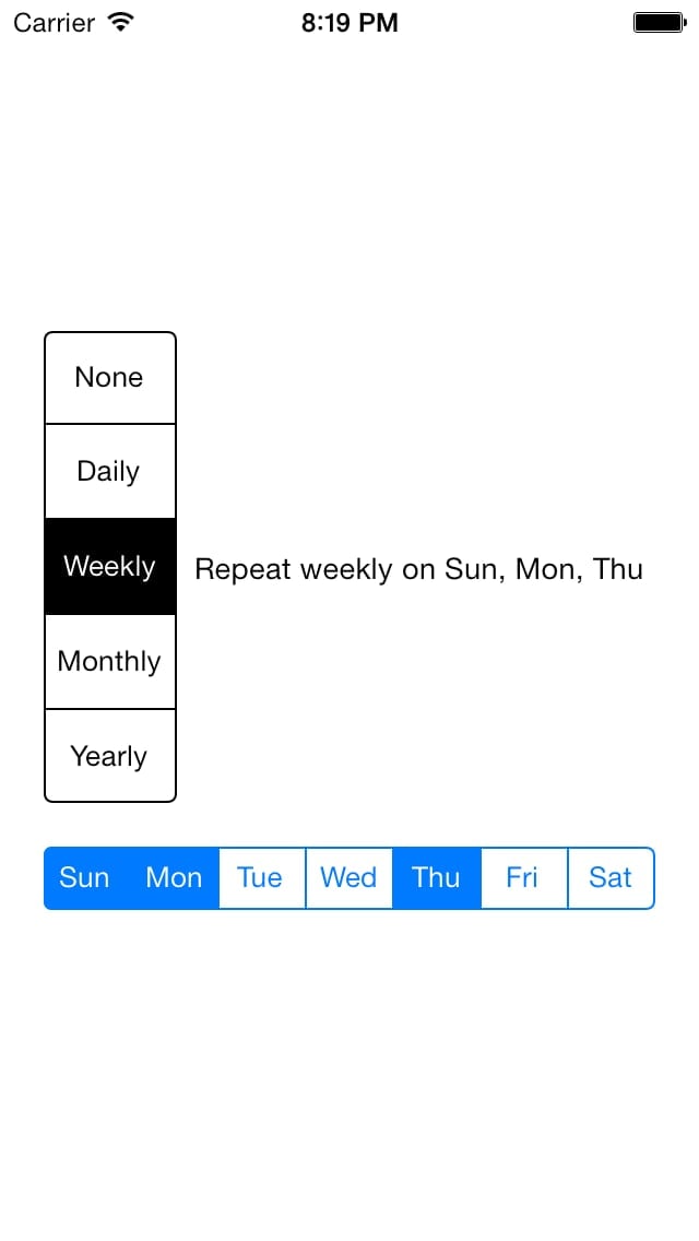 Segment Controls example
