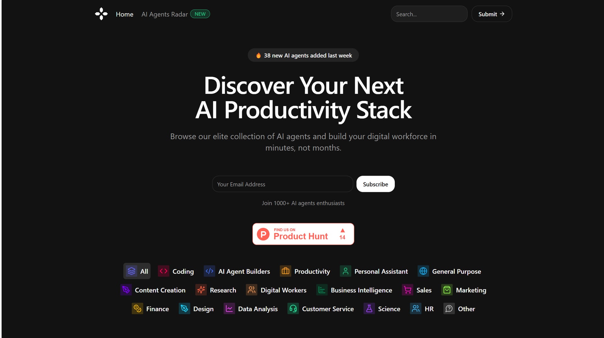 AI Agents List homepage.