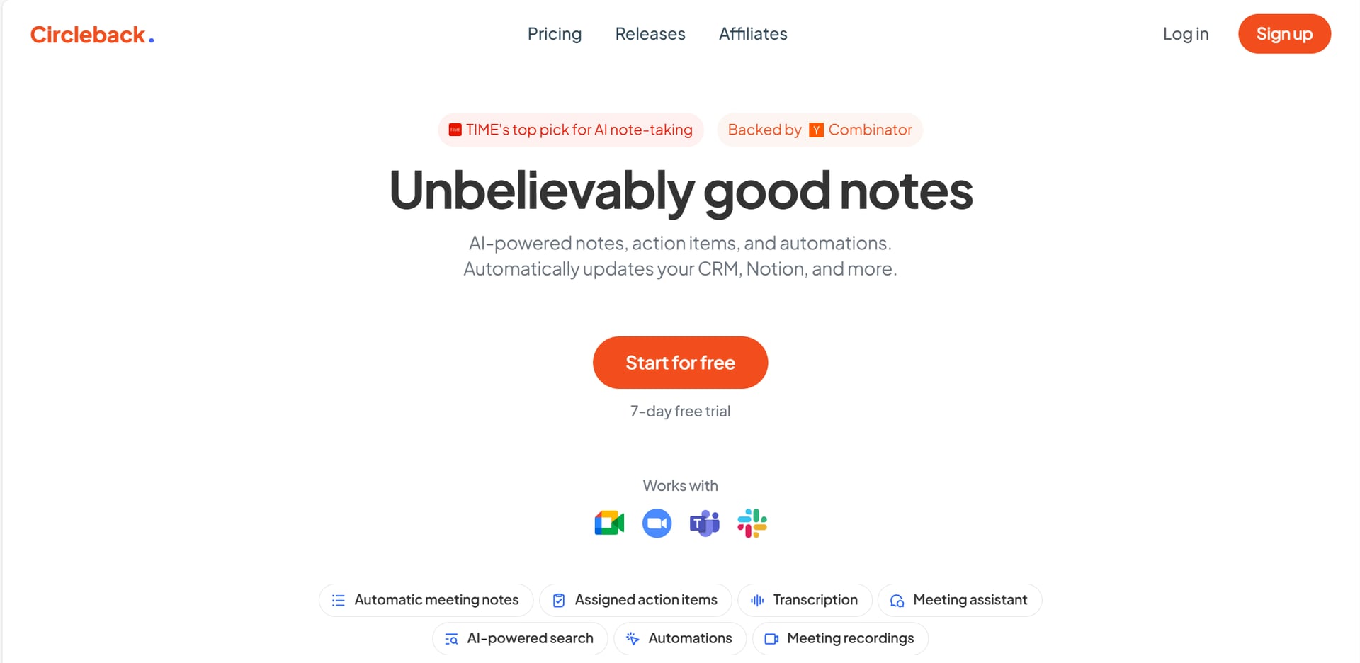 Circleback homepage
