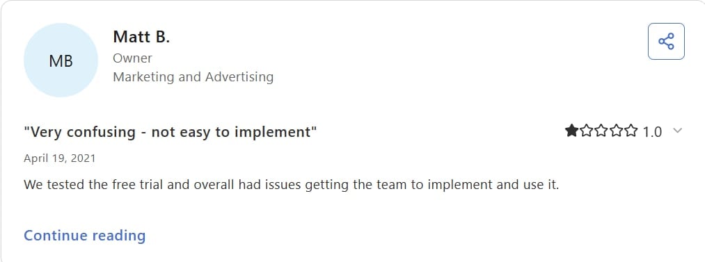 Capterra review of Monday.com, criticizing its bad UX.