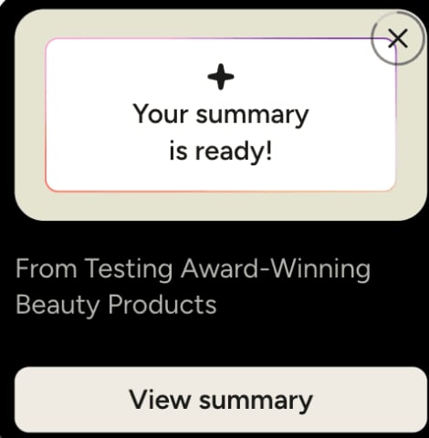 Wispr Notetaker summary ready notification with an auto-generated meeting title