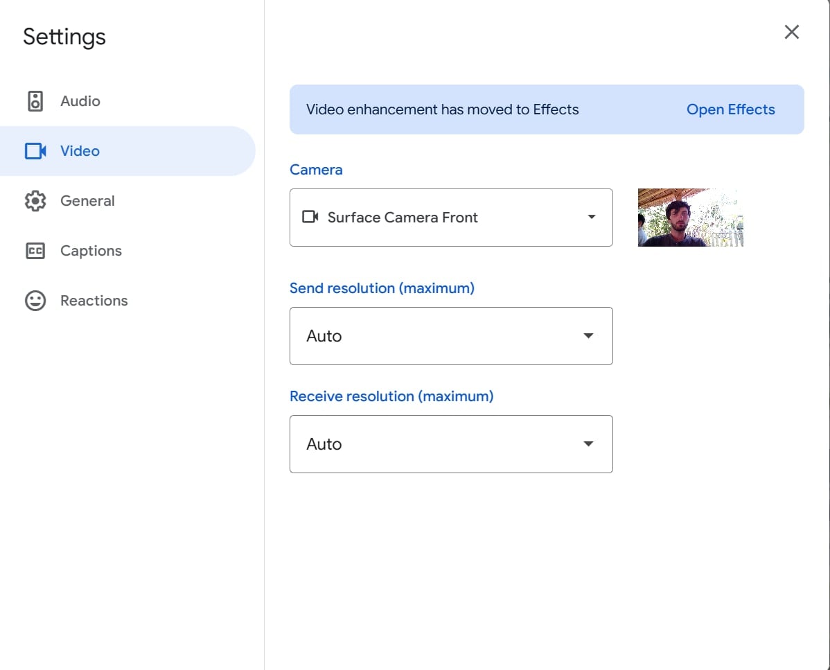Change Google Meet settings for video