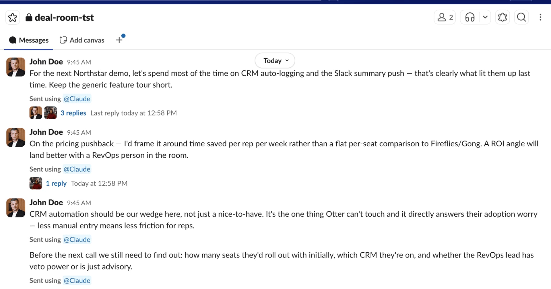 Claude Code sending a Slack message with Slack MCP