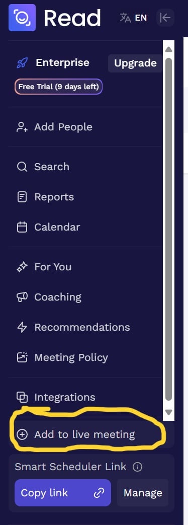 Read's place to paste a link for it to join manually