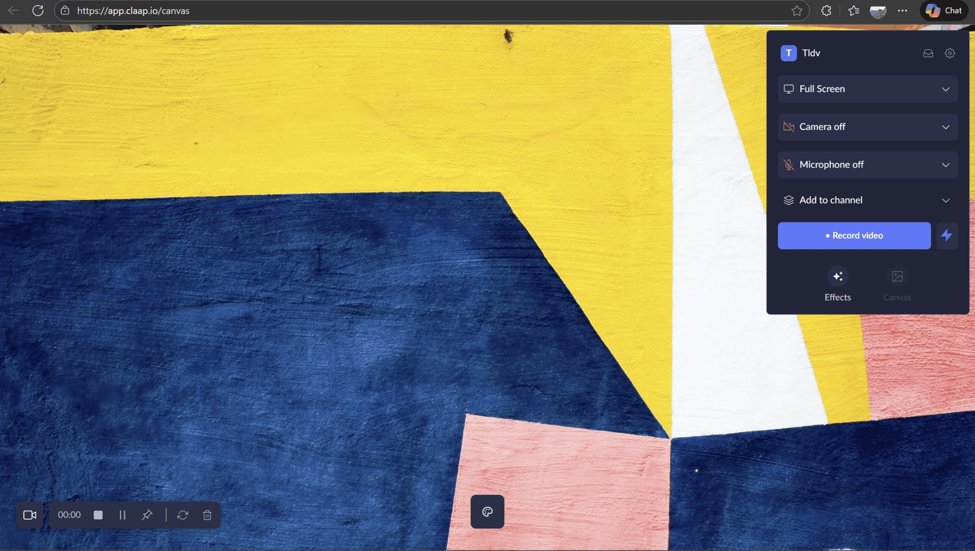 Claap's screen recorder function requires a Chrome extension
