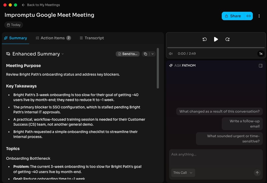 Fathom meeting summary