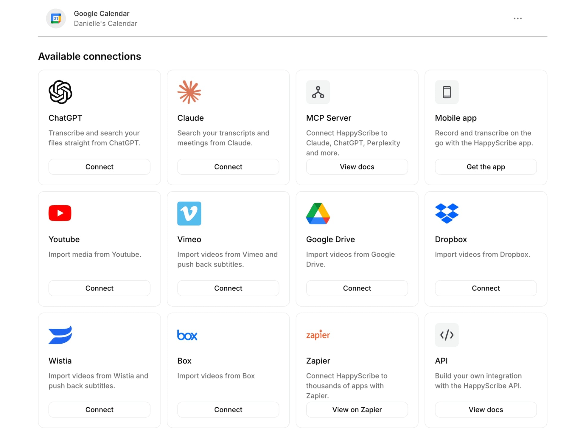 HappyScribe Integrations
