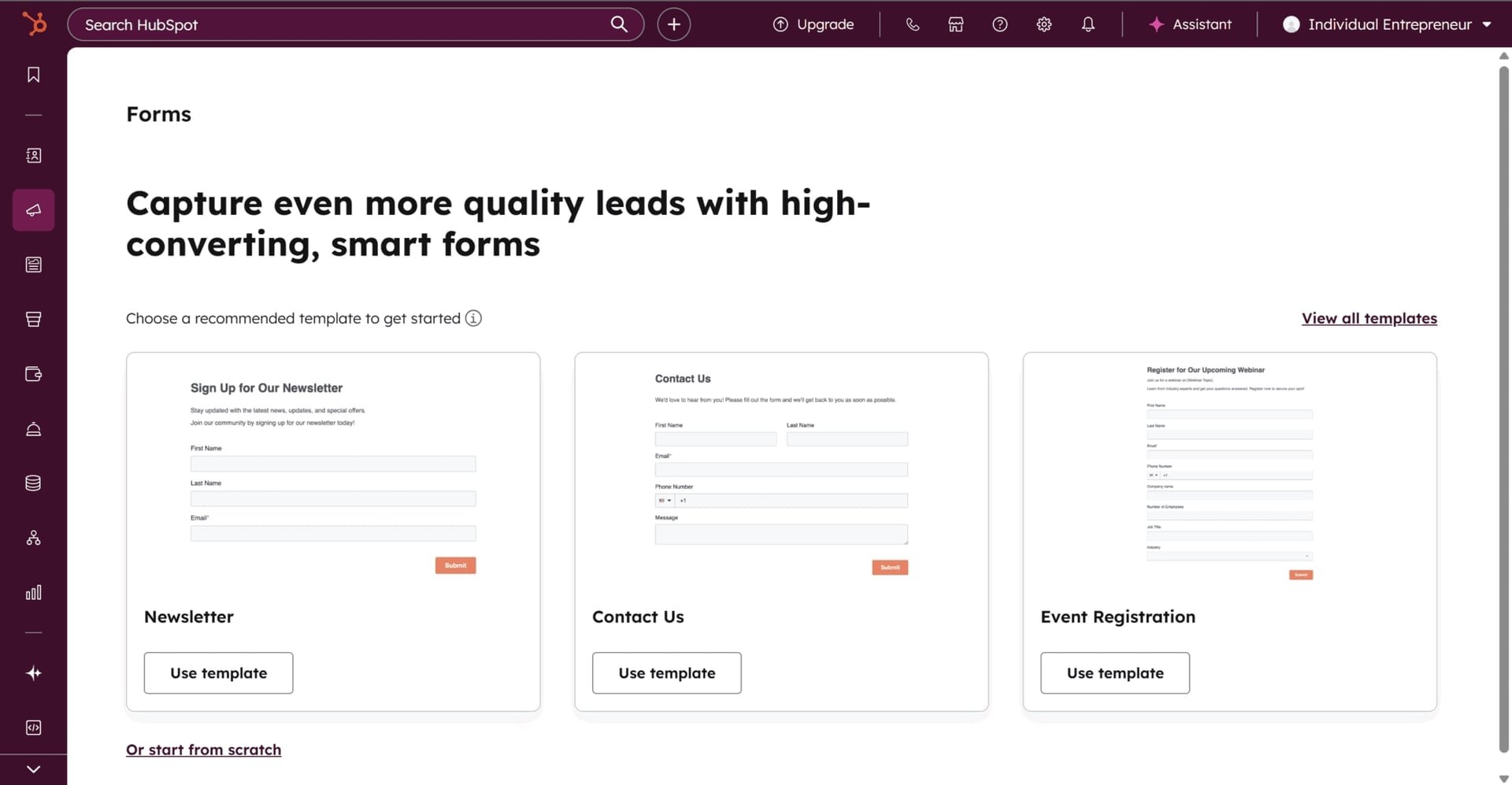 HubSpot prompted me to create a form. I have no idea why.