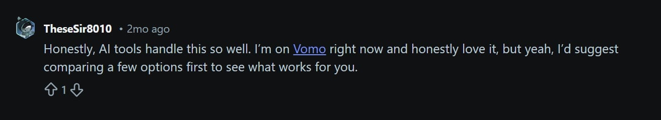 Reddit doesn't have that many Vomo comments either.
