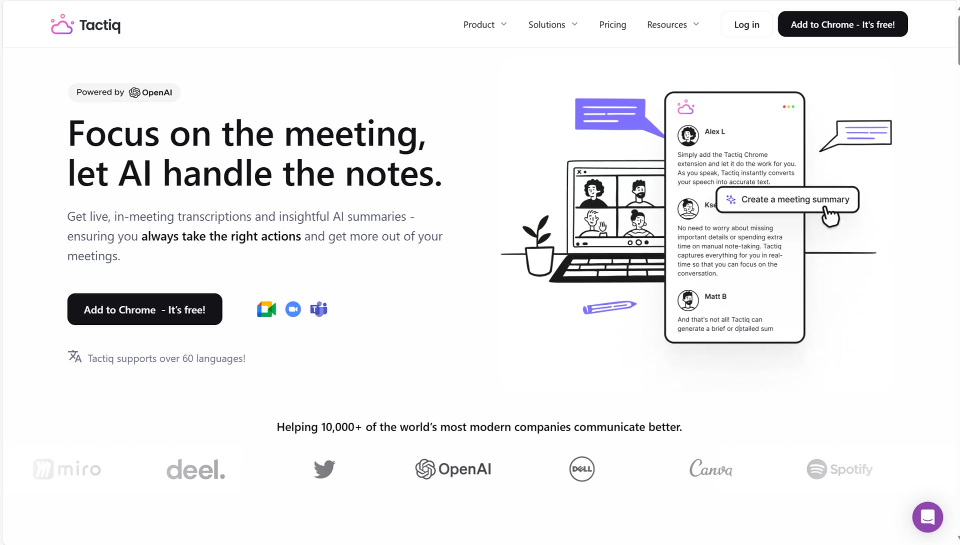 Tactiq's new homepage