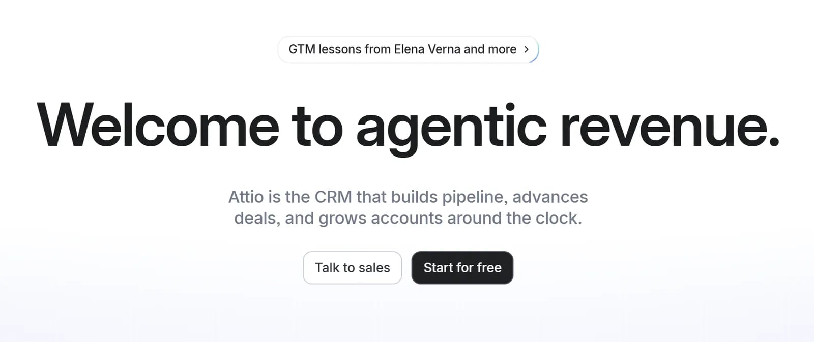 Attio CRM hero page as of October 2026