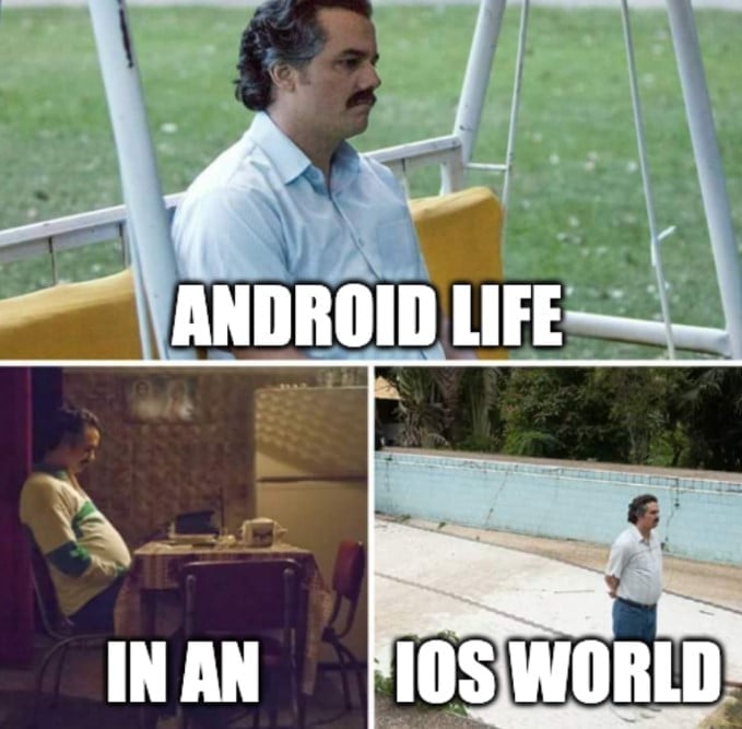 IOSの世界でAndroidユーザーであることについてのミーム