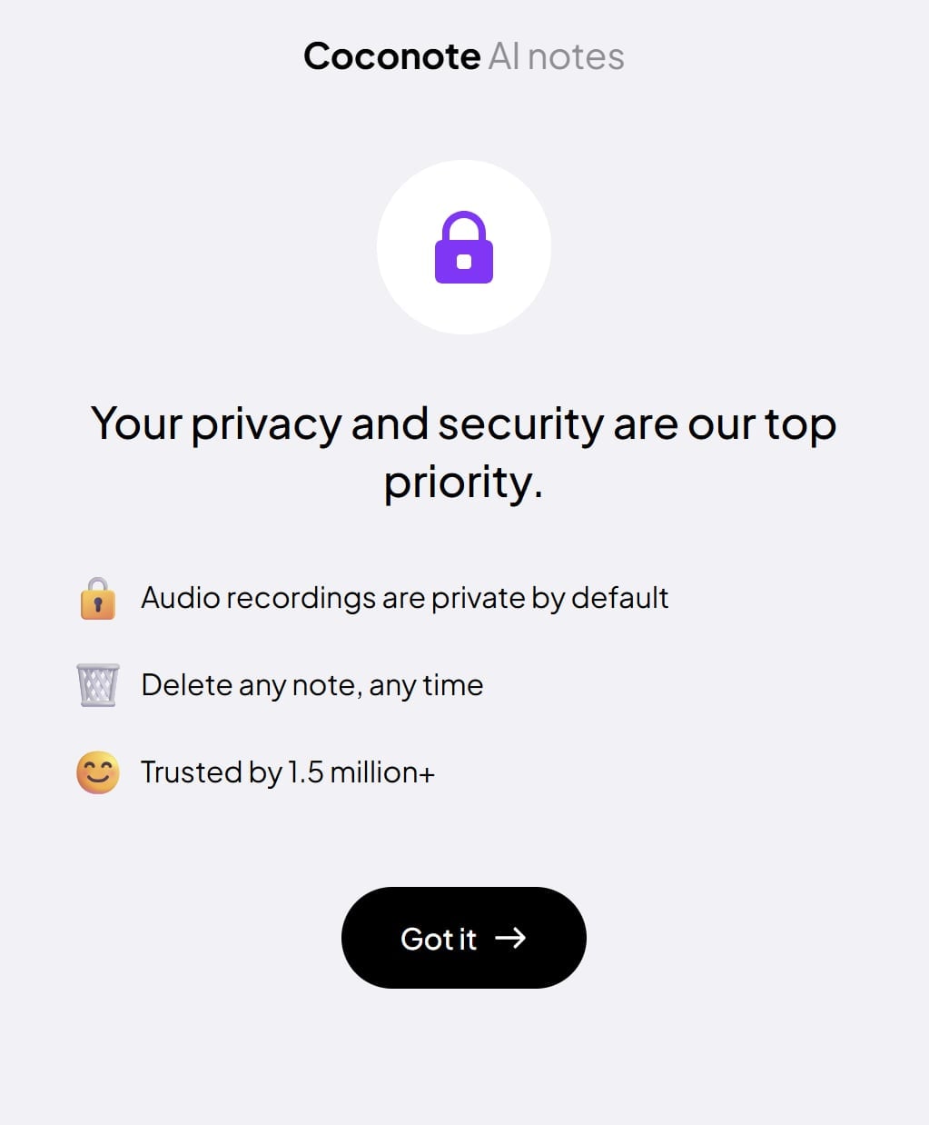 Aviso de privacidad y seguridad de Coconote.